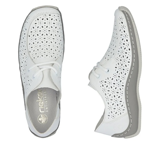 Pantofi dama de vara din piele naturala, Rieker L1722-80, alb - Img 10