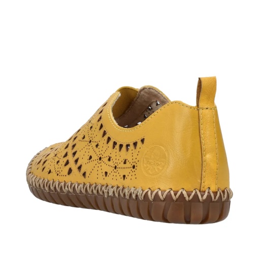 Pantofi dama de vara din piele naturala, Rieker M2852-68, galben - Img 3