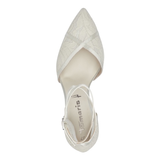Pantofi dama decupati macrame, 24414/20 474 Ivory - Img 6