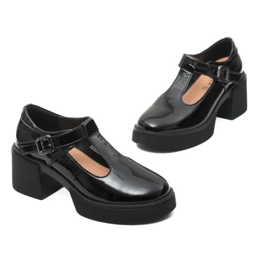 Pantofi dama din piele naturala lacuita, Karisma, J8J870007B 01-L, negru - Img 2