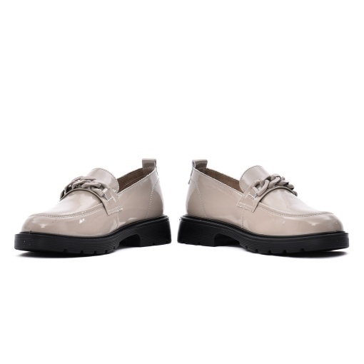 Pantofi dama din piele naturala lacuita, PASS Collection, X4X480006A 03-1, bej - Img 5