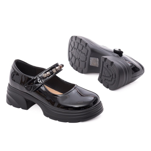 Pantofi dama eleganti din piele naturala lacuita, PASS Collection 1MA90003A 01-L, negru - Img 4