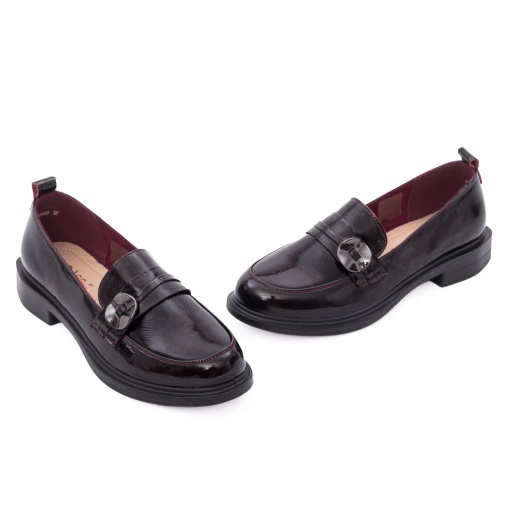 Pantofi dama eleganti din piele naturala lacuita, PASS Collection 1X490002B 23-L, bordo - Img 2