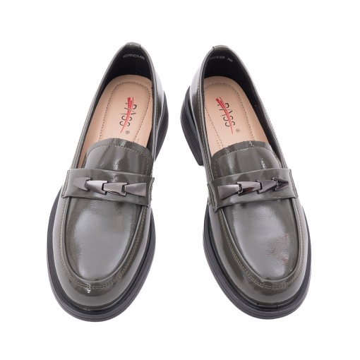 Pantofi dama eleganti din piele naturala lacuita, PASS Collection 1M590014B 40-L, kaki - Img 4