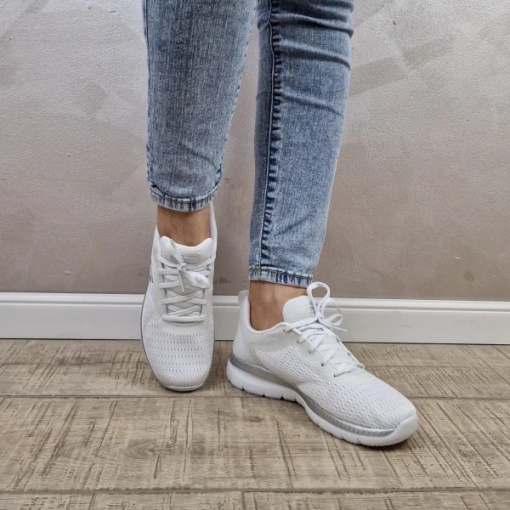 Pantofi dama sport din material textil, Skechers BOUNTIFUL - QUICK PA 12607 WSL WHITE/SI, alb - Img 2