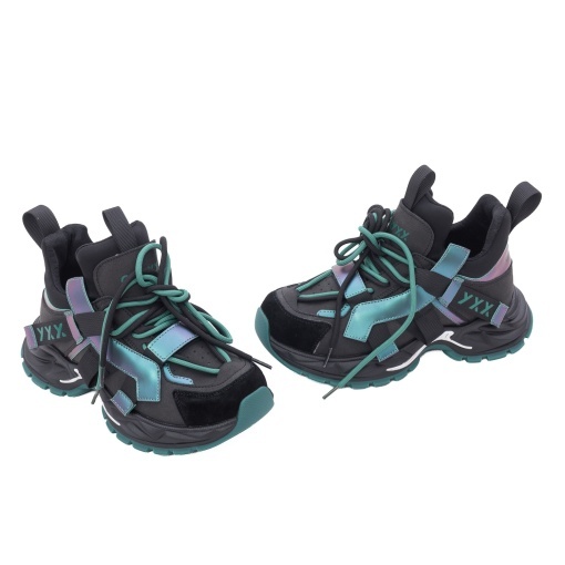 Pantofi dama sport din piele mix, Gryxx, 1MQ70008C L2-Z, negru diverse - Img 2