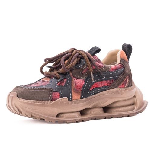 Pantofi dama sport din piele naturala nabuc, PASS Collection, 1LY90022B, multicolor - Img 2