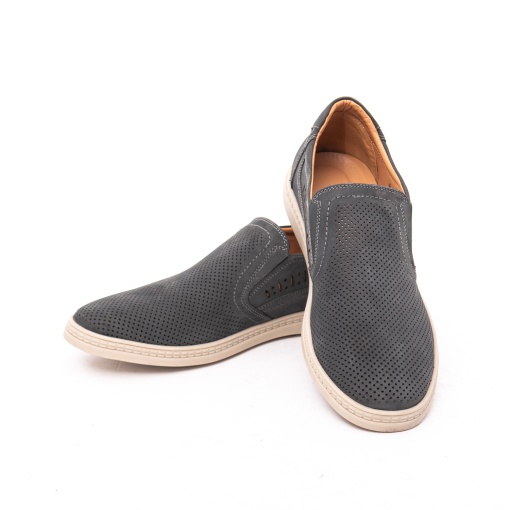 Pantofi slip-on bărbați Battisto Lascari gri din piele întoarsă perforată QS-2 - Img 4