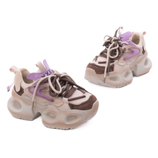 Pantofi sport dama din piele mix, Gryxx 1U3039-2 02-Z, maro - Img 2