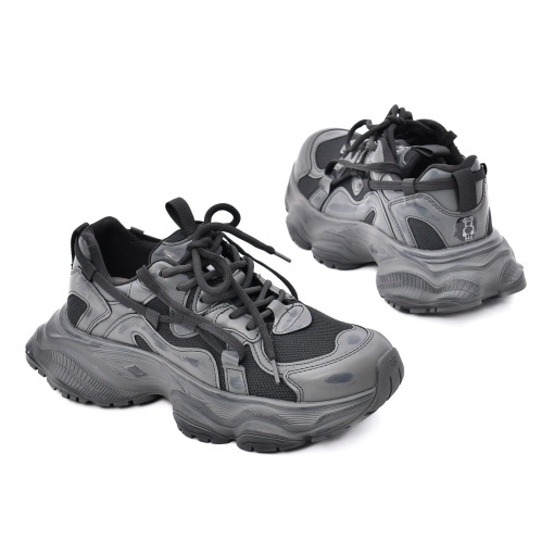 Pantofi sport Unisex din piele mix, Gryxx, Z69688-2B 14-Z, gri - Img 3
