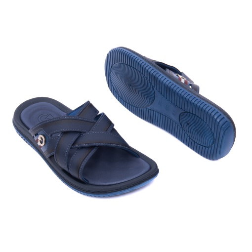 Papuci barbati din piele eco, Cartago, 9B12317-BF018 FIJI ESSENCIAL SLIDE A, bleumarin - Img 3