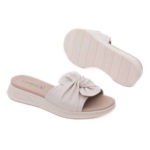Papuci dama din piele naturala, Caprice 9-27208-46 170 OFFWHITE NAPPA, alb - Img 4