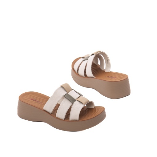 Papuci dama din piele naturala, PASS Collection J9J980008B 52-N, crem - Img 3