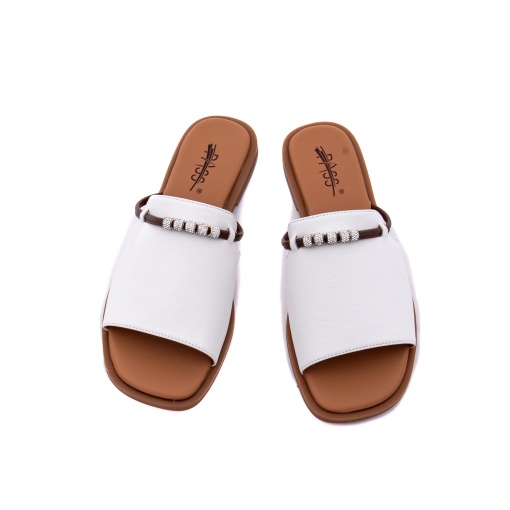 Papuci damă piele naturala, x4x460016b 13-n albi slip-on, design minimalist, casual vară - Img 5