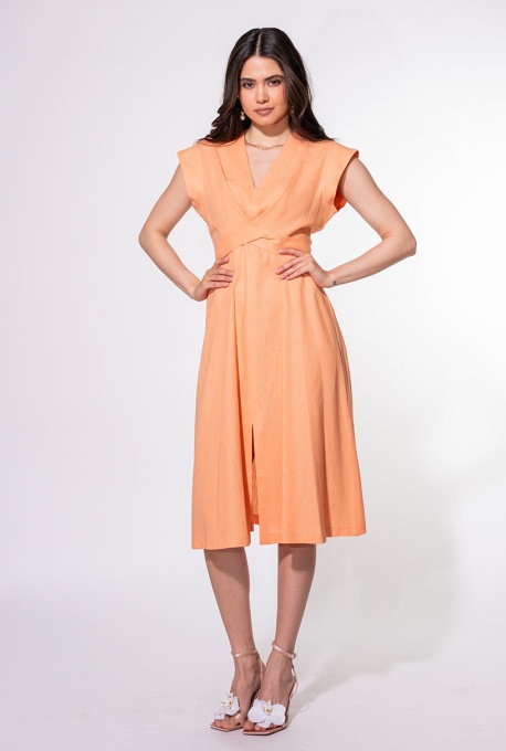 Rochie Talia somon – eleganță și rafinament din in și vâscoză - Img 2