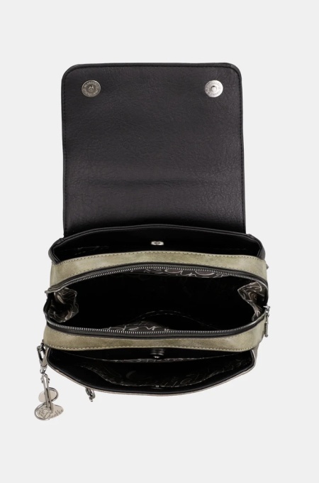 Rucsac damă ORCHESTRA WITH FLAP din piele ecologica, Anekke 43805-270 Kaki Multicolor - Img 9