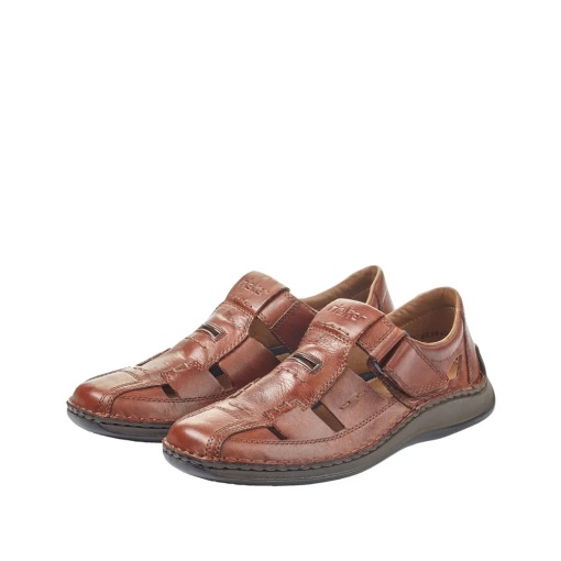 Sandale barbati din piele naturala, Rieker 05284-24, maro - Img 3