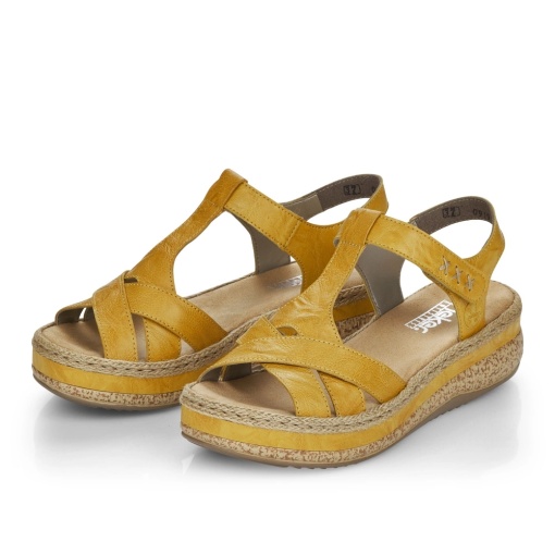 Sandale dama casual, piele ecologica, V0919-68, galben - Img 4