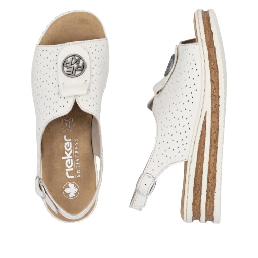 Sandale dama casual, Rieker, piele naturala, 62902-80, alb - Img 8