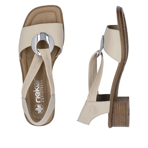 Sandale dama din piele mix, Rieker 62662-62, bej - Img 10