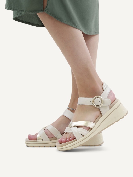 Sandale dama din piele naturala, Caprice 9-28304-46 156 OFFWHITE PERLA, alb - Img 6