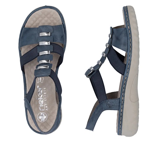 Sandale dama din piele naturala, Rieker 60452-12, bleumarin - Img 10