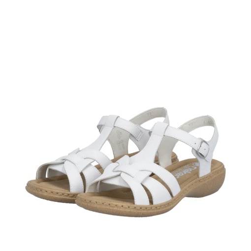 Sandale dama din piele naturala, Rieker 61853-80, alb - Img 4