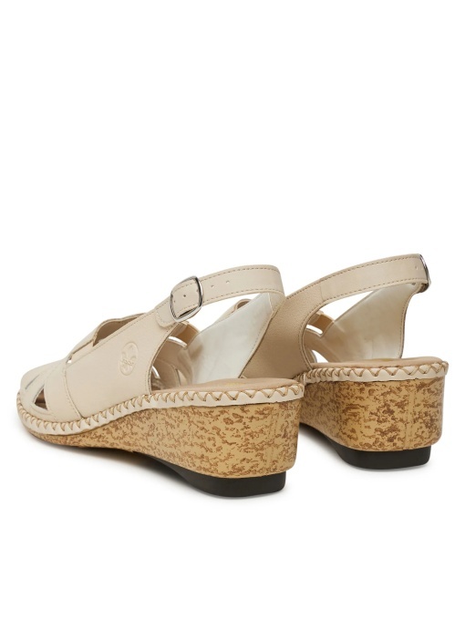 Sandale dama din piele naturala, Rieker 66189-60, bej - Img 2
