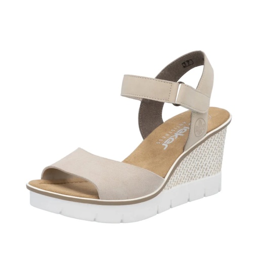 Sandale dama din piele naturala, Rieker 68590-60, bej - Img 2