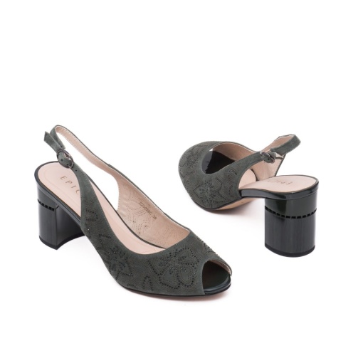Sandale dama elegante, piele naturala, JIJI20039C 40-I, olive - Img 3