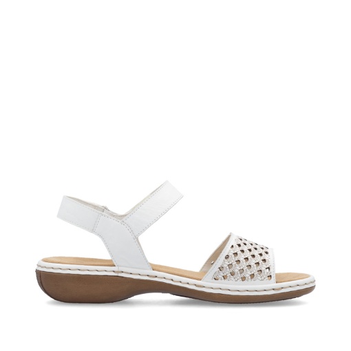 Sandale damă Rieker 65967-80 albe, piele eco, velcro, confort vară - Img 4