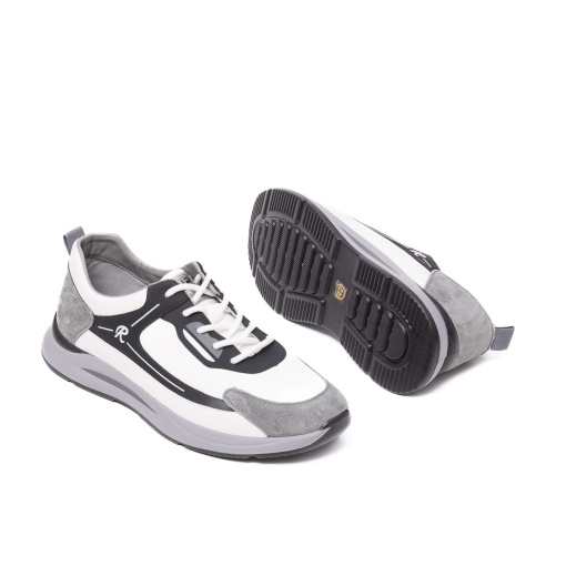 Sneakers barbati piele,10983 alb/Gri - Img 5