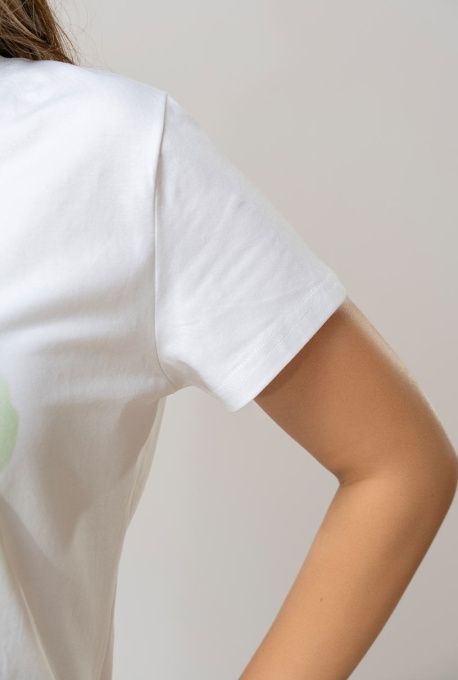 Tricou din bumbac cu imprimeu pictural realist 25858, Hermosa, alb - Img 4