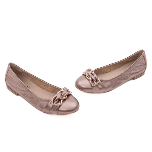 Balerini dama din piele naturala, Caprice, 9-22114-46 341 TAUPE METALLIC, taupe metalizat - Img 2
