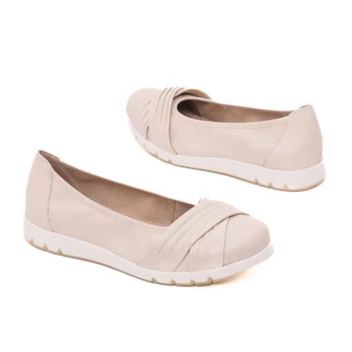 Balerini dama din piele naturala, Caprice, 9-22118-44 170 OFFWHITE NAPPA, alb murdar - Img 3