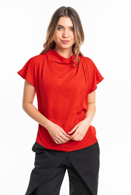 Bluza dama uni din sifon AMMA, rosu - Img 5