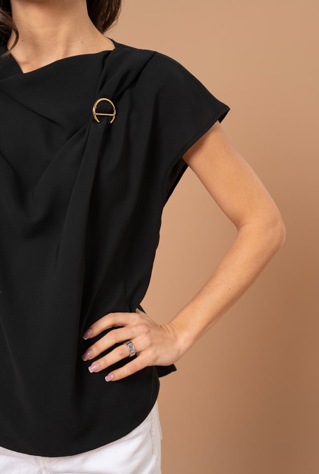 Bluza uni din sifon SYLVIE, Hermosa, negru - Img 2