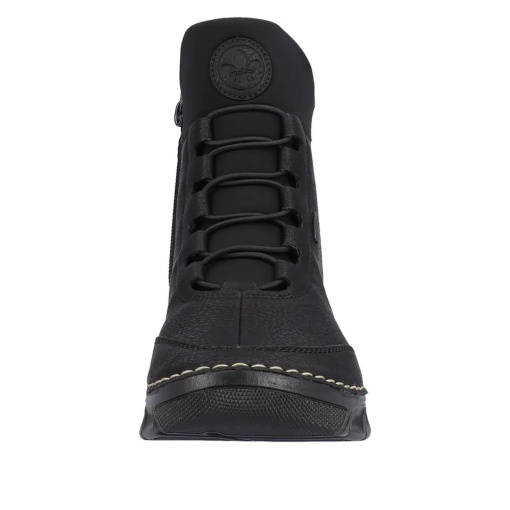 Botine dama din piele ecologica impermeabila, Rieker 55069-00, negru - Img 9