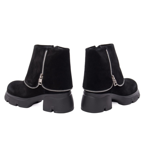 Botine dama din piele naturala intoarsa, PASS Collection 1M490015A 01-I, negru - Img 5