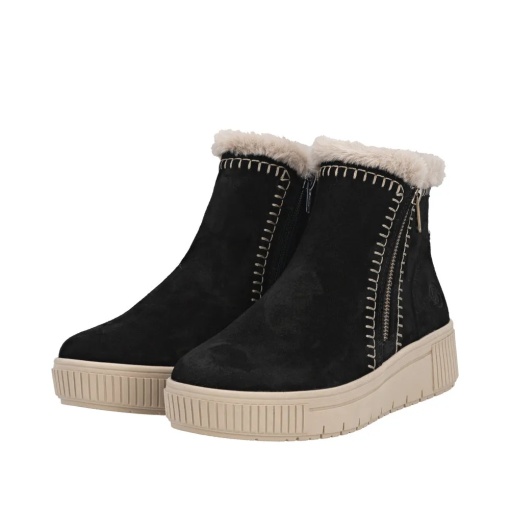 Botine dama din piele naturala intoarsa, Remonte D3B70-03, negru - Img 3