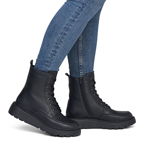 Botine dama din piele naturala, Rieker 70410-00, negru - Img 2