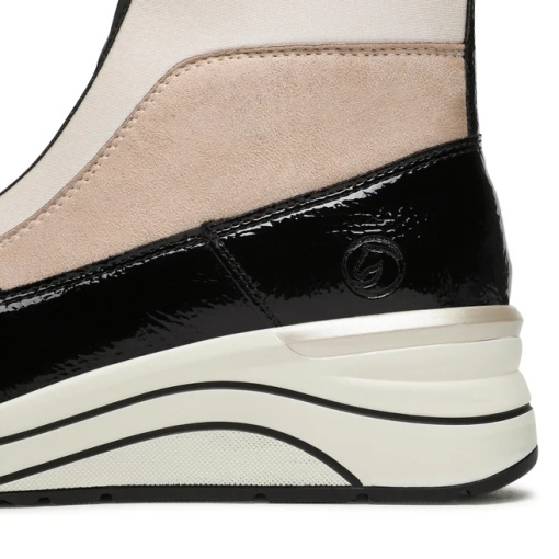 Botine dama piele, D0T71-60 crem/negru - Img 6