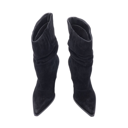 Cizme dama ciocate din piele intoarsa, Alma En Pena I260756 CROSTA BRUSH BLACK, negru - Img 4