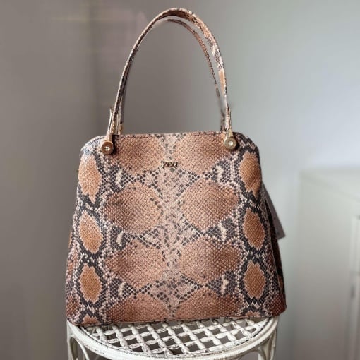Geantă Office Premium Zea Mod 299sm – Piele Naturală Șarpe Somon