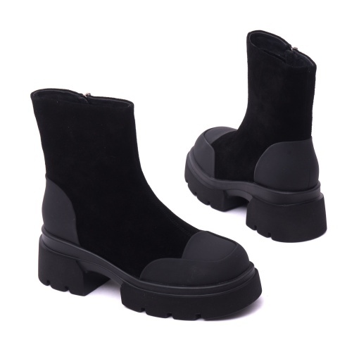 Ghete dama din piele intoarsa, PASS Collection, 1M490025 01-I, negru - Img 3