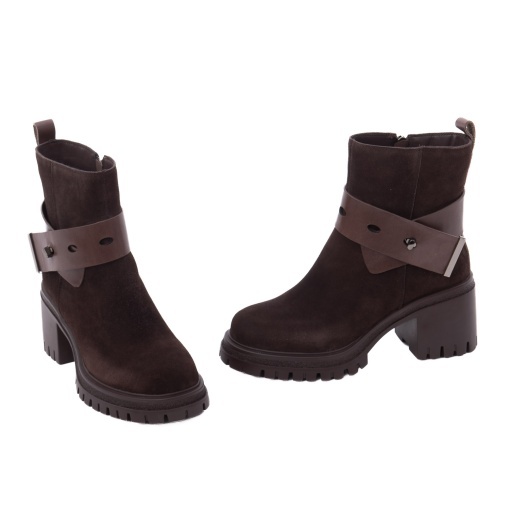 Ghete dama din piele naturala intoarsa, Feeling ZPH170-Q2831-5, maro coffee - Img 2