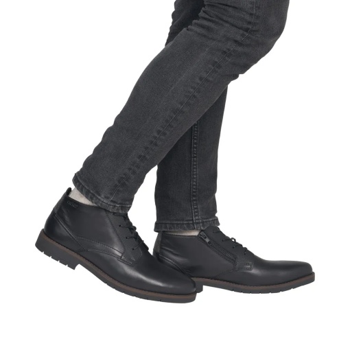 Ghete scurte barbati din piele naturala, Rieker 13902-00, negru - Img 2