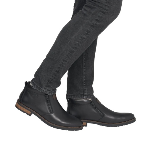 Ghete scurte barbati din piele naturala, Rieker 14656-00, negru - Img 2