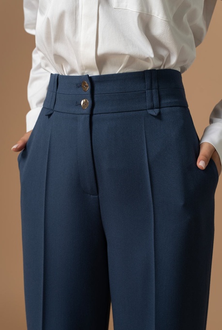 Pantaloni creati pentru a adauga rafinament tinutelor office si smart-casual SORAYA, Hermosa, bleumarin - Img 2