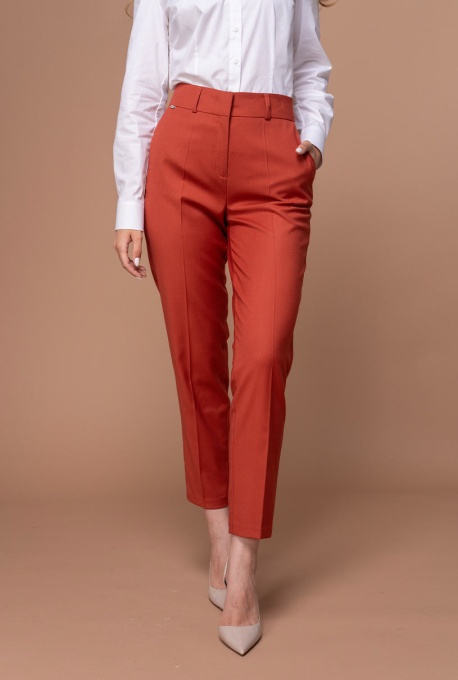 Pantaloni cu croi conic JESSIE, Hermosa, caramiziu - Img 5